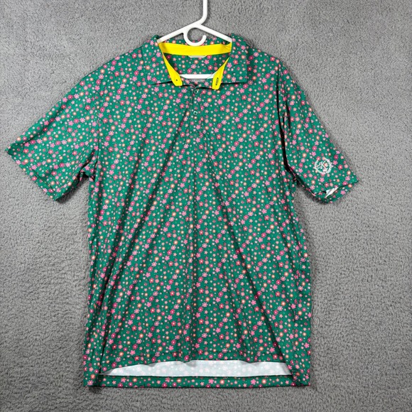 Swannies Other - Swannies Polo Shirt Mens XL Green Floral Short Sleeve Performance Golf Top